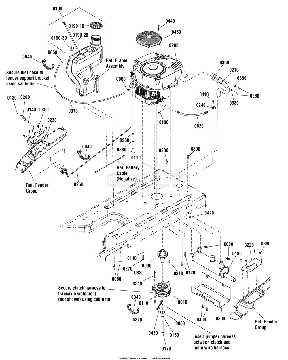 Engine Group - 21hp Briggs And Stratton (7502424) Diagram and Parts List for 7800820 (C950-60106-0)(2011) Briggs and Stratton Lawn Tractor